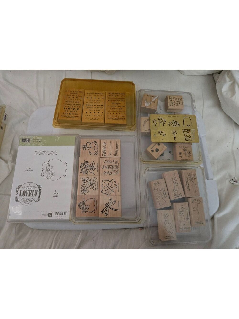 Stampin' Up! Lot of 5 Wood Mounted Rubber Stamp Sets / Vintage